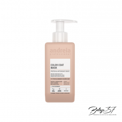 Frasco de máscara capilar Andreia Professional Color Coat Mask com doseador branco