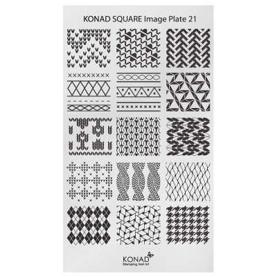 Placa de estampagem de unhas KONAD com padrões geométricos