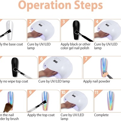 Instruções passo a passo para aplicação de verniz gel e cura com lâmpada UV/LED