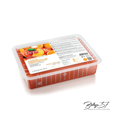 Embalagem de cera depilatória Depilflax em recipiente plástico com tampa