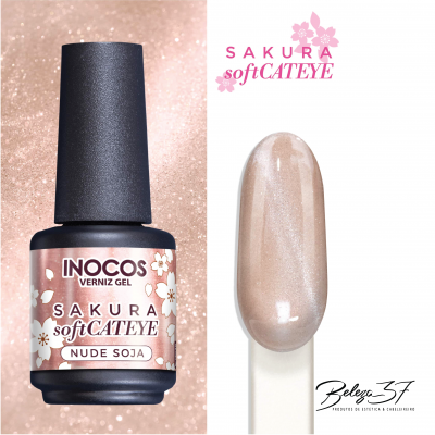Verniz gel INOCOS Sakura softCATEYE Nude Soja com amostra de cor