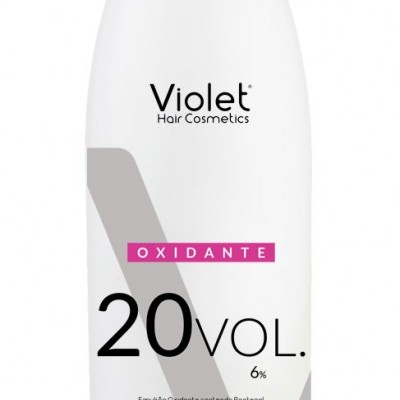 Frasco branco de produto oxidante para cabelo da marca Violet Hair Cosmetics