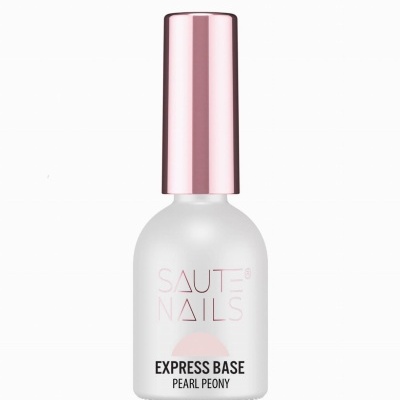 Frasco de verniz de unhas Sauté Nails Express Base Pearl Peony com tampa rosa