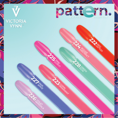 Amostras coloridas de verniz Victoria Vynn com nomes e códigos visíveis