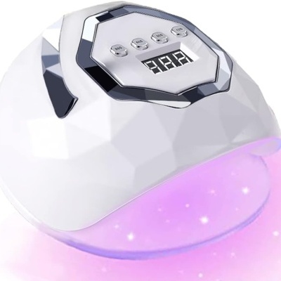 Aparelho de cura de unhas branco com visor digital e luz UV