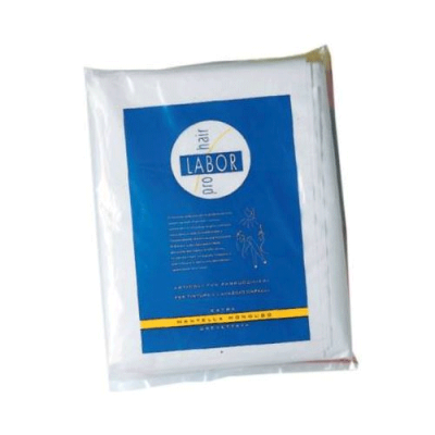 Pacote branco com etiqueta azul e amarela com texto e logo LABOR pro air