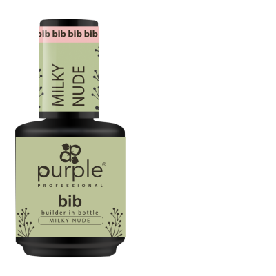 Frasco de verniz de unhas green com rótulo purple professional bib MILKY NUDE