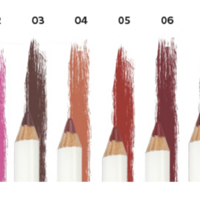 Oito lápis de lábios em diferentes tons numerados de 01 a 08