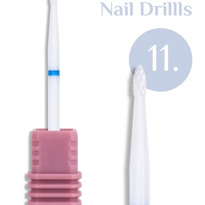 Brocas para unhas INOCOS Nail Drills número 11 com base rosa e corpo branco