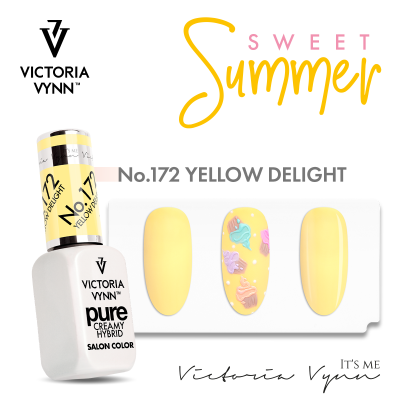 Verniz de unhas amarelo Victoria Vynn com amostras decoradas e texto promocional