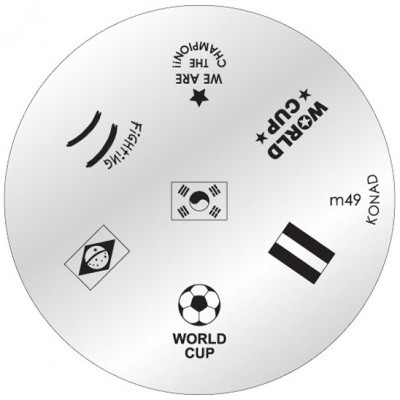 Placa redonda metálica com desenhos para carimbos de unhas relacionados ao futebol