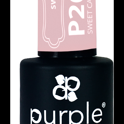 Frasco de verniz gel para unhas Purple Professional preto com tampa rosa e texto branco