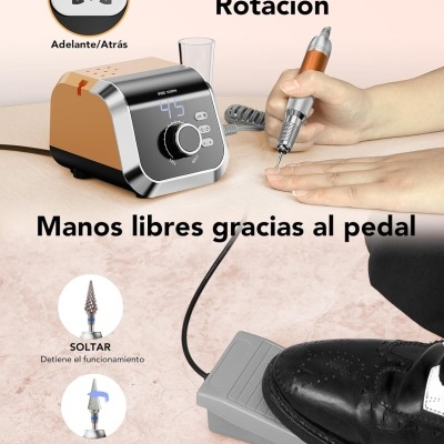 Máquina elétrica para manicure com controlador digital, caneta e pedal