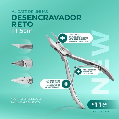 Alicate de unhas desencravador de aço inox com descrição de características e preço