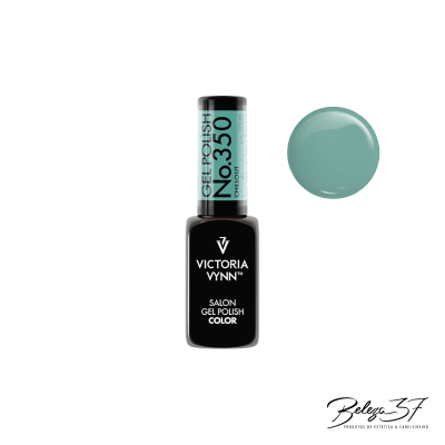 Esmalte gel Victoria Vynn cor azul esverdeado No.350 com amostra da cor