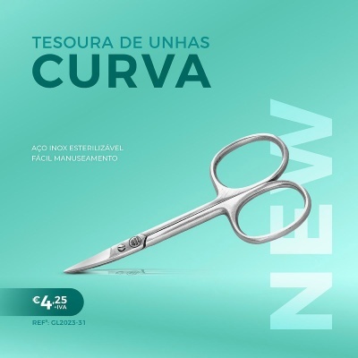 tesoura de unhas curva em aço inoxidável com preço e descrição