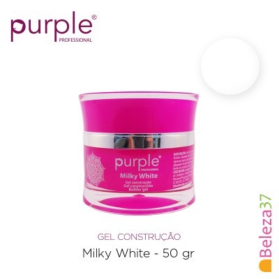 Pote de gel construção unhas Milky White da Purple Professional com rótulo rosa