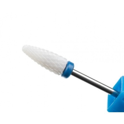 Broca cerâmica branca cónica com suporte azul