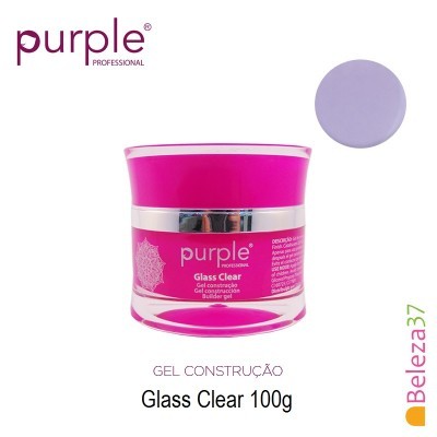 Frasco de gel para construção Purple Professional Glass Clear 100g com amostra de cor lilás