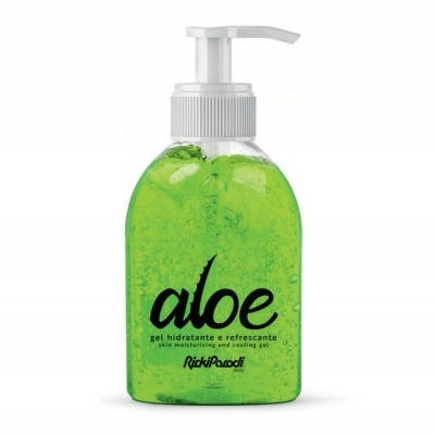 Frasco de gel hidratante aloe verde com doseador branco