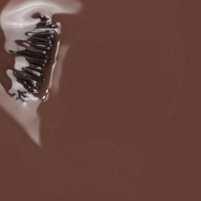 pente preto com dentes imerso em chocolate líquido castanho brilhante