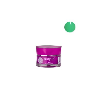frasco pequeno de verniz verde com tampa roxa