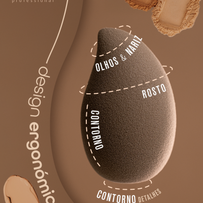 Esponja de maquilhagem marrom da andreia professional com indicações para aplicação