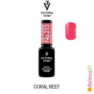 Verniz gel Victoria Vynn No.215 Coral Reef com amostra da cor