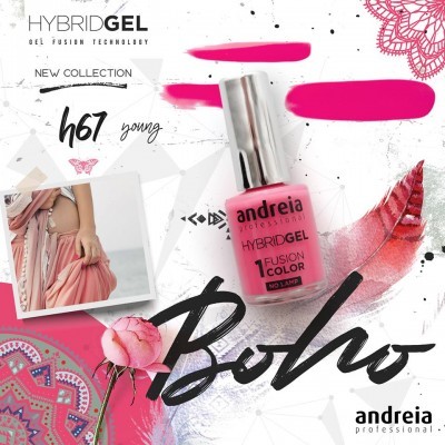 Verniz gel cor-de-rosa andreia hybridgel com elementos gráficos boho