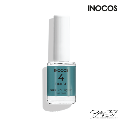 Frasco de verniz de unhas INOCOS 4 Finish Dipping Liquid com tampa branca