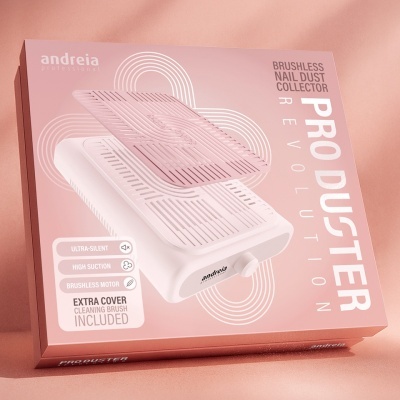 Caixa do coletor de pó para unhas Andreia professional cor branca com tampa rosa