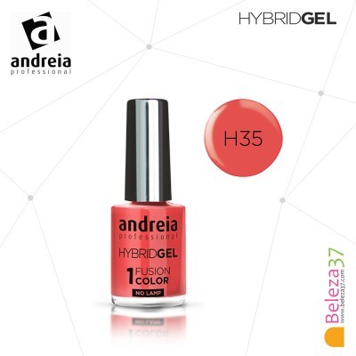 Frasco de verniz de unhas coral HYBRIDGEL andreia profissional cor H35