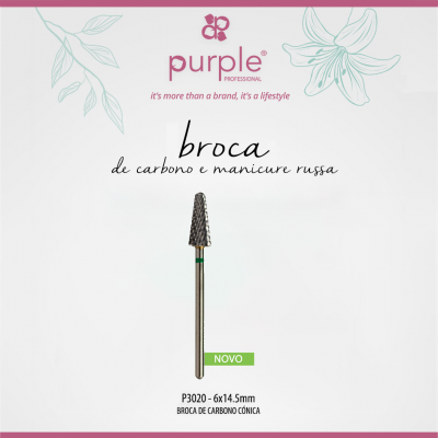 Broca de carbono cónica para manicure russa da marca Purple