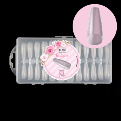 Caixa de unhas postiças transparentes formato bailarina