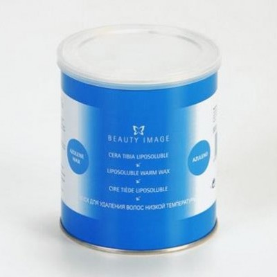 Lata azul de cera morna lipossolúvel da marca BEAUTY IMAGE