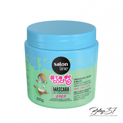 Máscara de hidratação Salon Line #todecacho coco em embalagem verde com tampa azul