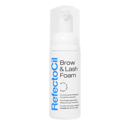 Frasco branco de espuma para sobrancelhas e pestanas RefectoCil