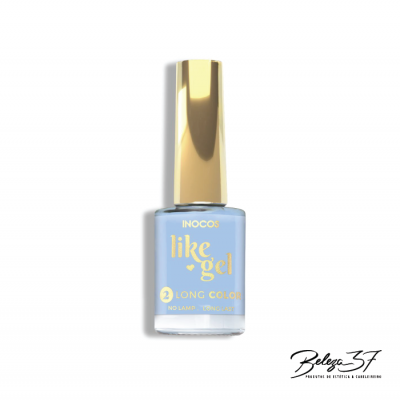 Verniz de unhas azul claro Inocos Like Gel com tampa dourada