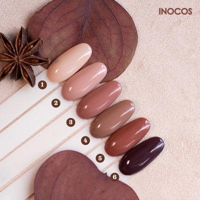 Mostruário de verniz de unhas em tons nude com folhas secas e anis