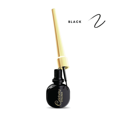 Esmalte de unhas Celebrity EYELINER preto com aplicador e texto BLACK