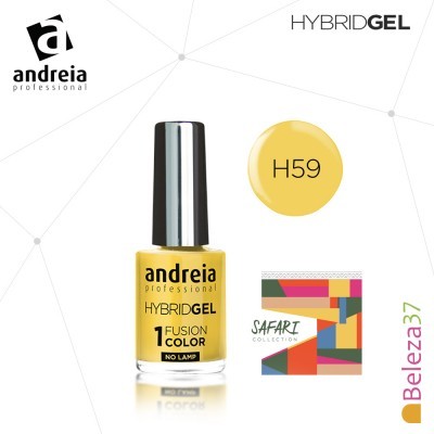 Frasco de verniz gel amarelo Andreia Professional H59 sobre fundo branco