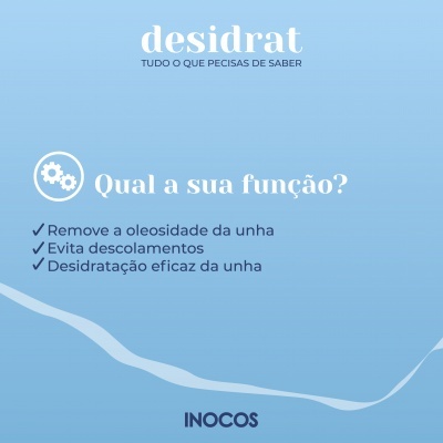 Imagem com texto sobre desidratante para unhas da marca INOCOS