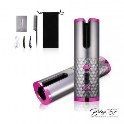 Conjunto para caracóis elétricos cinza e rosa com acessórios e manual