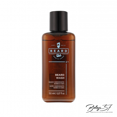 Frasco castanho de Beard Club Beard Wash para barba e rosto