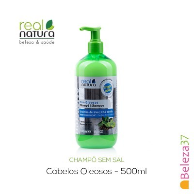 Champô Real Natura para cabelos oleosos em embalagem verde de 500ml