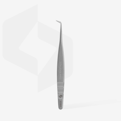 Pinça metálica prateada com ponta angulada e texto STALACS PRO