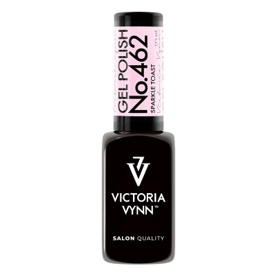 Frasco de verniz gel preto Victoria Vynn com rótulo rosa