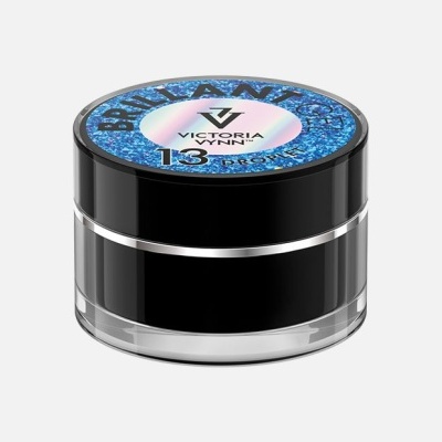 Frasco preto de pigmento Victoria Vynn com tampa decorada azul e holográfica.