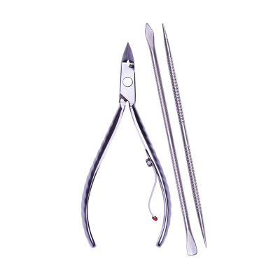 Conjunto de utensílios para manicure em metal prateado