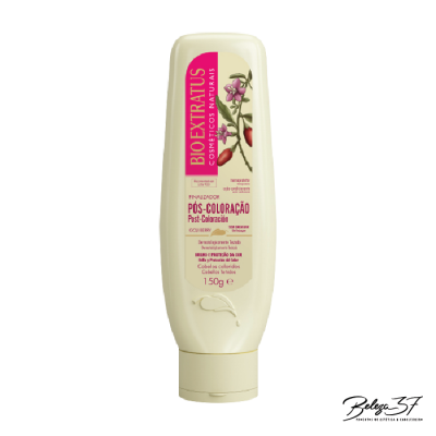 Frasco creme de finalizador pós-coloração BIO EXTRATUS com rótulo branco e rosa